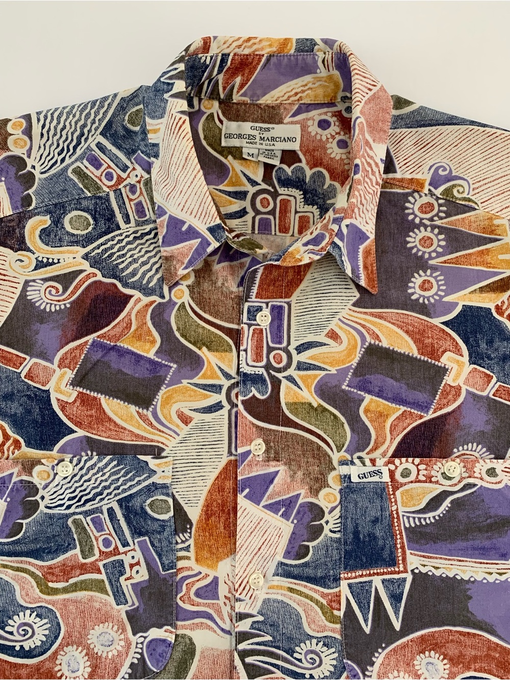 Guess Georges Marciano Vintage 90s Abstract Multicolor Button-Down Shirt M USA